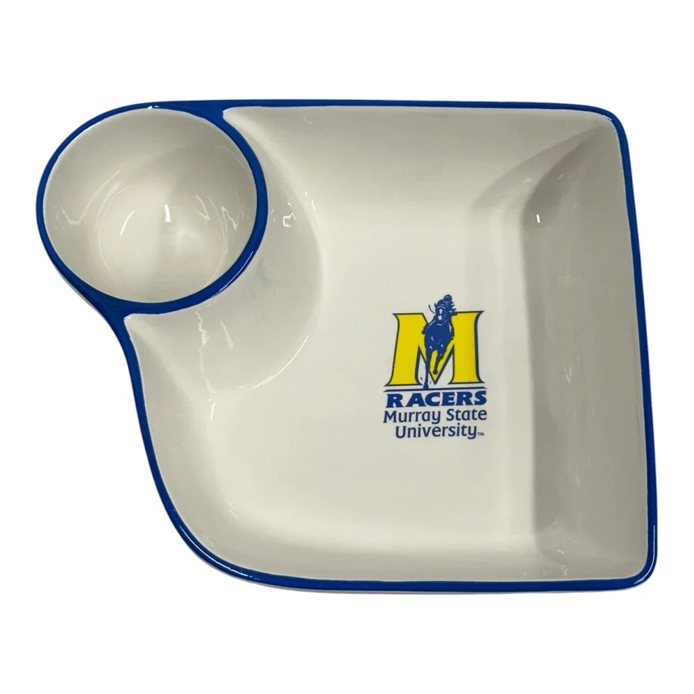 Oggi Murray State University Racers Chip and Dip Ceramic Serving Bowl White Blue